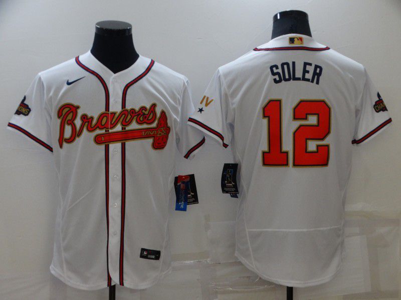 Men Atlanta Braves #12 Soler White Gold Elite Nike 2022 MLB Jersey->atlanta braves->MLB Jersey